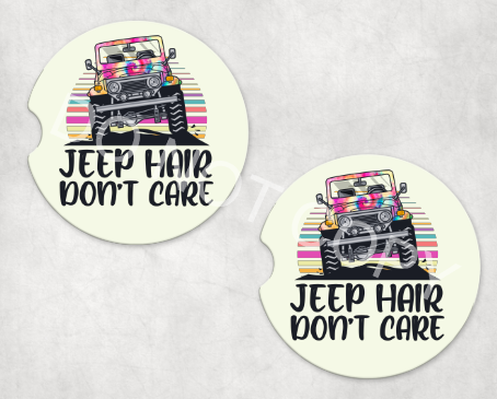Jeep Hair Don't Care Car Coaster Set