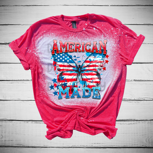 American Made Butterfly Bleached Distressed Tee Shirt