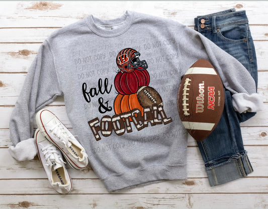 Fall & Football Bengals With Sleeve Design - Sweatshirt Or Hoodie