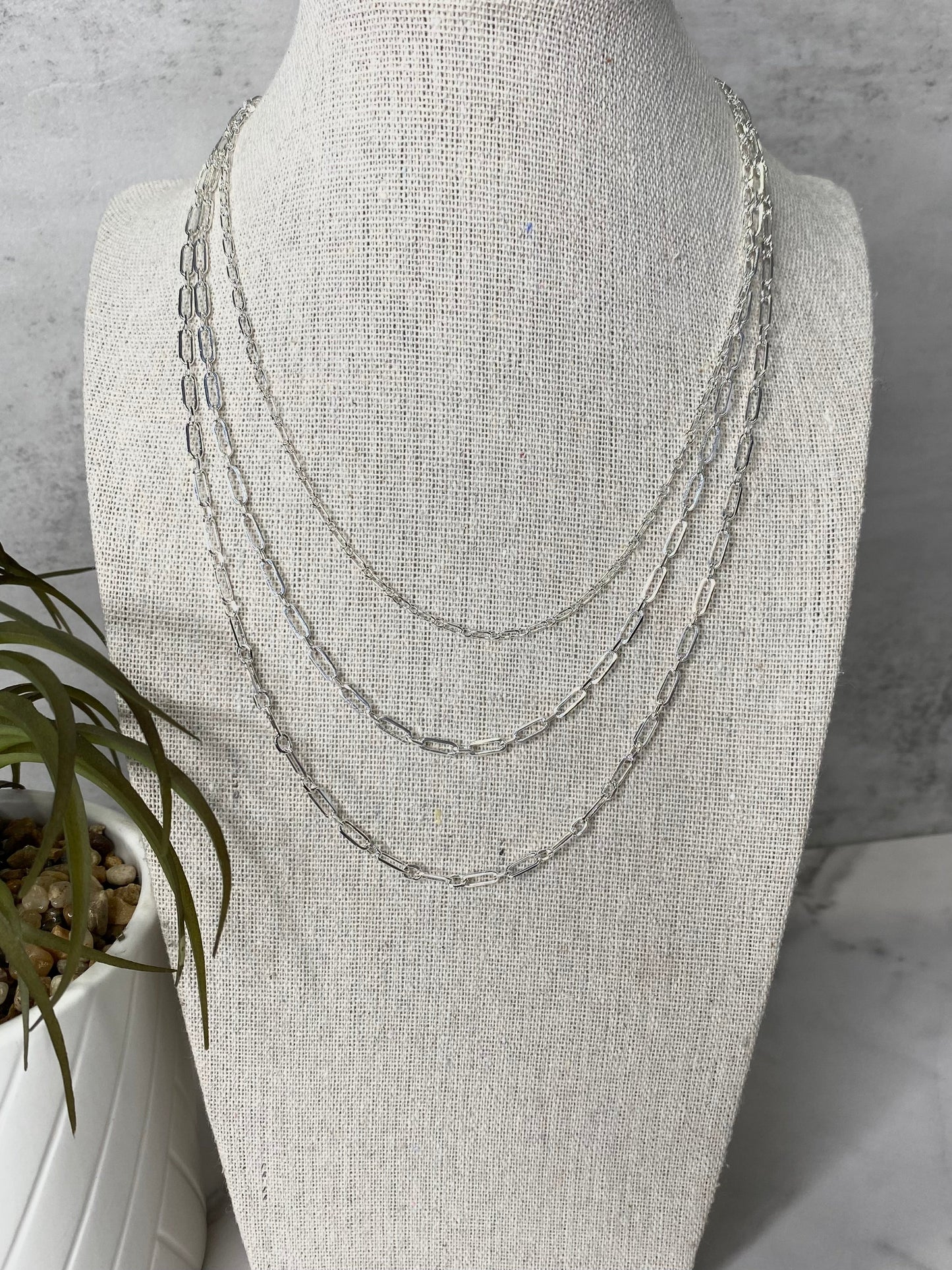 Set of 3 Layered Chain necklace - Silver