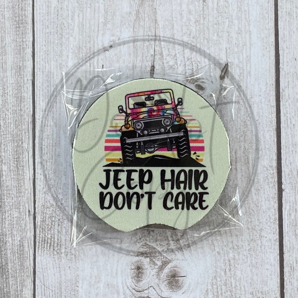 Jeep Hair Don't Care Car Coaster Set