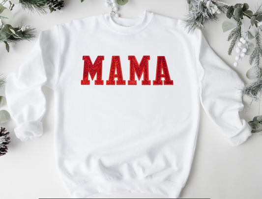 MAMA (RED GLITTER PATCH) WHITE Sweatshirt