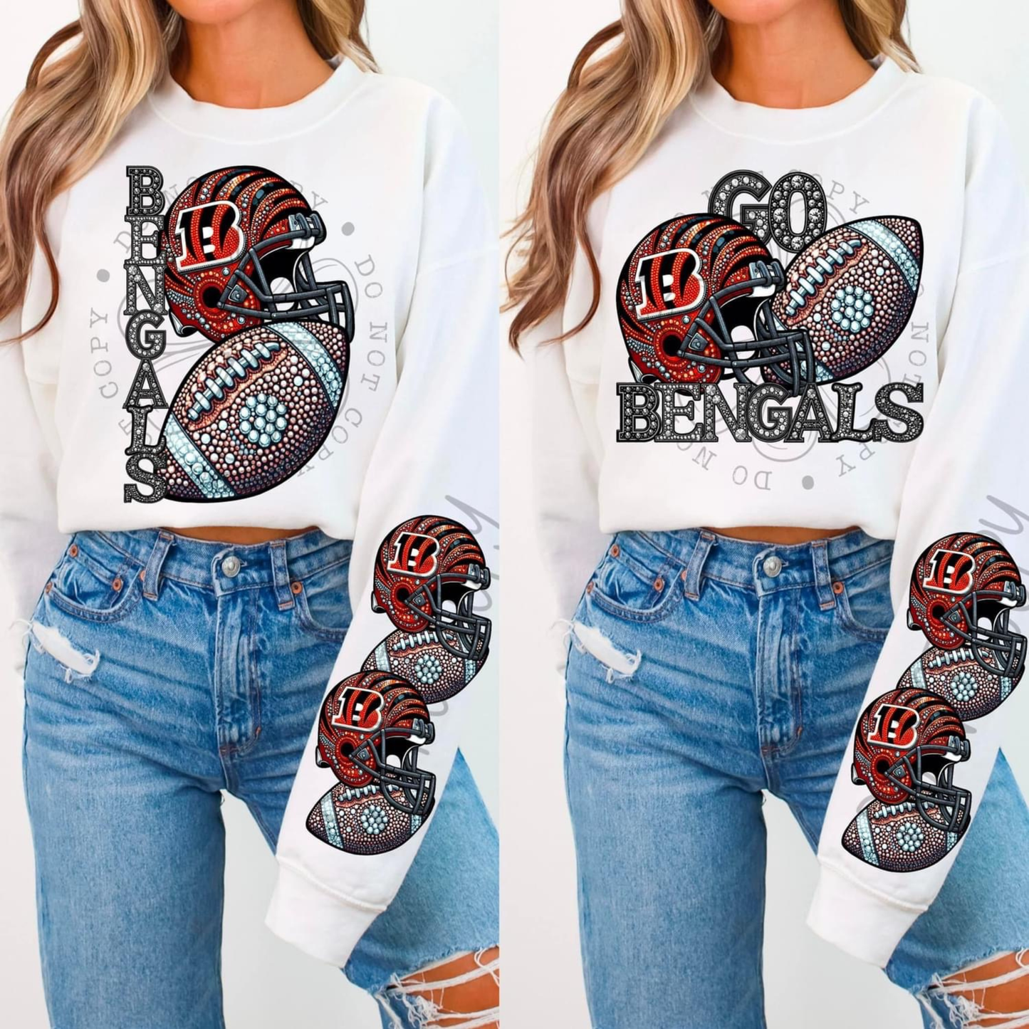 Rhinestone Bengals | Sweatshirt OR Hoodie