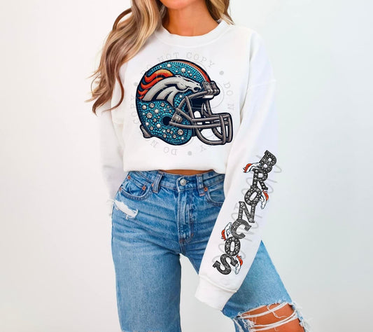 Broncos Rhinestone Helmet | Sweatshirt OR Hoodie