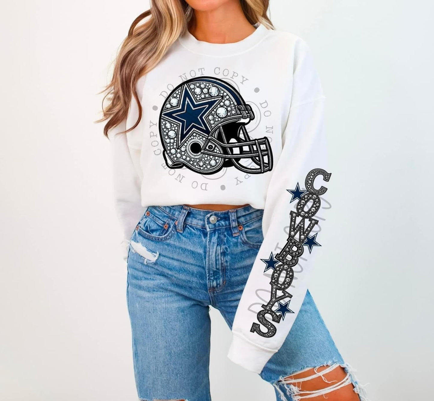 Cowboys Rhinestone Helmet | Sweatshirt OR Hoodie