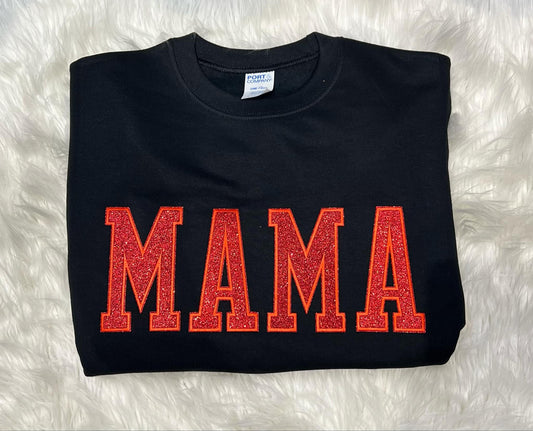 MAMA (RED GLITTER PATCH) Black Sweatshirt