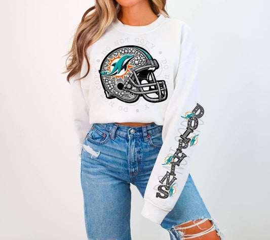 Dolphins Rhinestone Helmet | Sweatshirt OR Hoodie