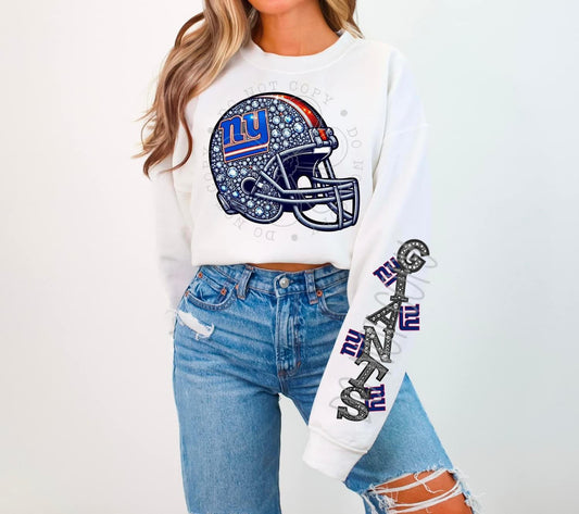 Giants Rhinestone Helmet | Sweatshirt OR Hoodie