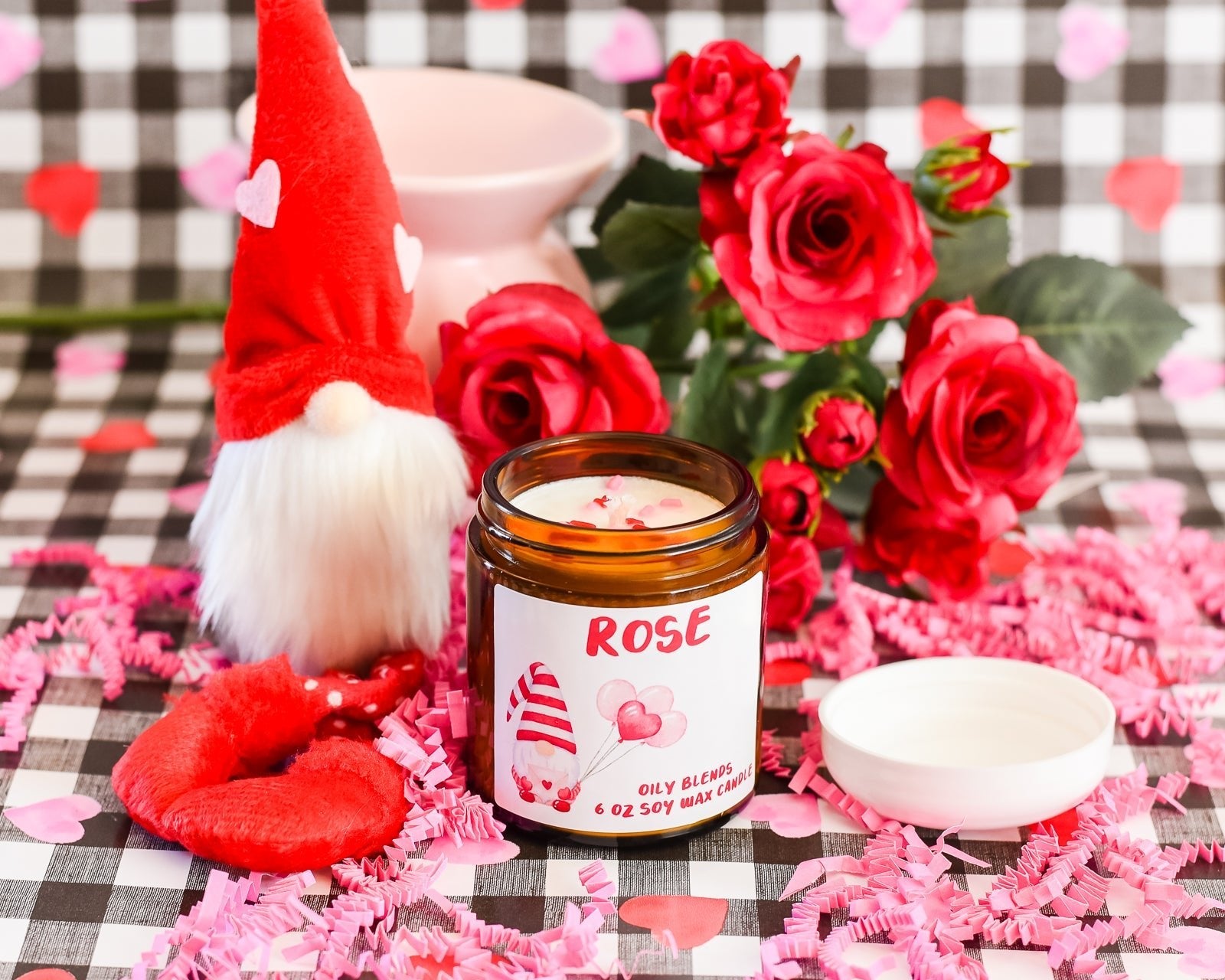 Heart Gnome Valentine - 25 Hour Burn Time Soy Wax Candles - Oily BlendsHeart Gnome Valentine - 25 Hour Burn Time Soy Wax Candles