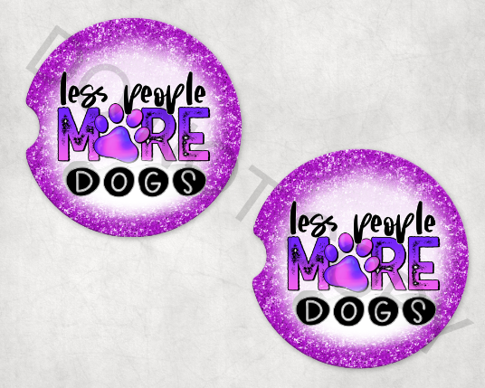 Less People More Dogs Car Coaster Set
