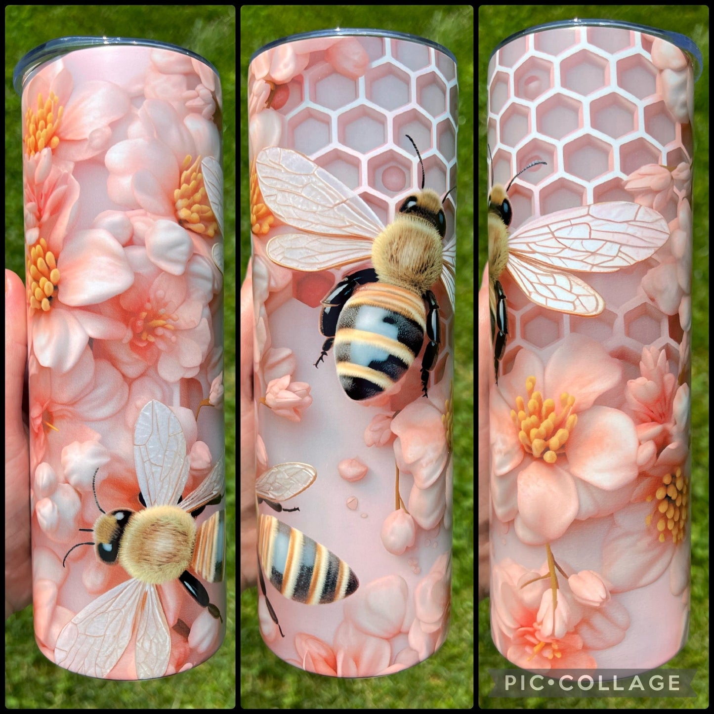 Pink Bee 3D Tumbler