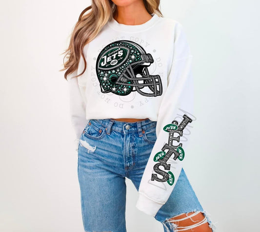 Jets Rhinestone Helmet | Sweatshirt OR Hoodie