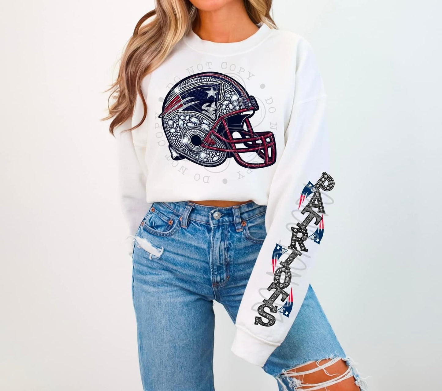 Patriots Rhinestone Helmet | Sweatshirt OR Hoodie