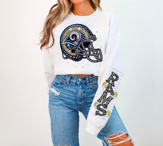 Rams Rhinestone Helmet | Sweatshirt OR Hoodie