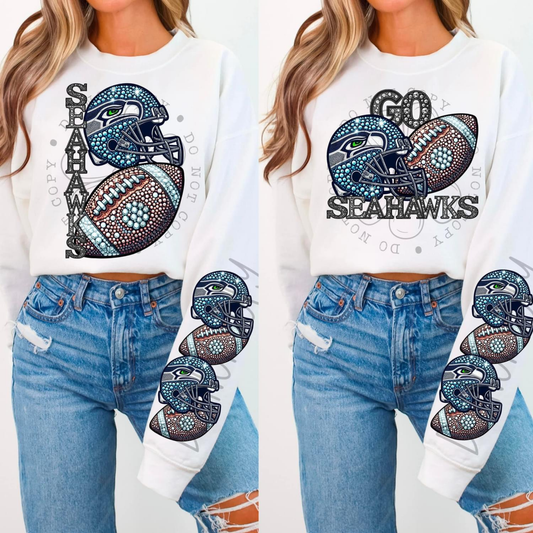 Rhinestone Seahawks | Sweatshirt OR Hoodie