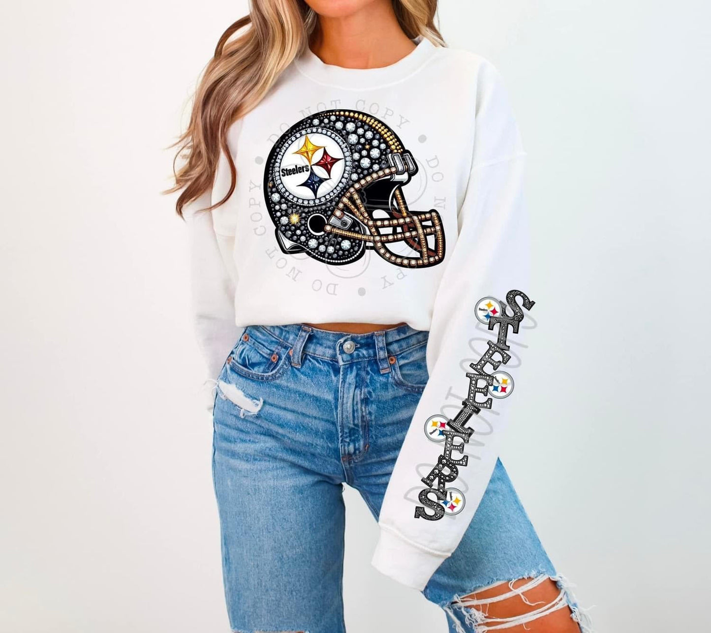 Steelers Rhinestone Helmet | Sweatshirt OR Hoodie