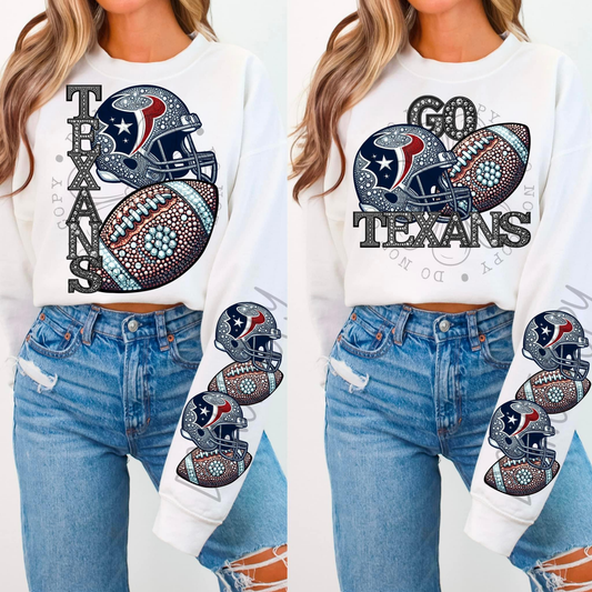 Rhinestone Texans | Sweatshirt OR Hoodie