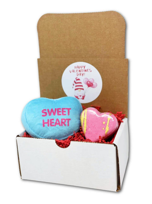 Valentine Heart Bath Bomb and Plushy Gift Set - Oily BlendsValentine Heart Bath Bomb and Plushy Gift Set