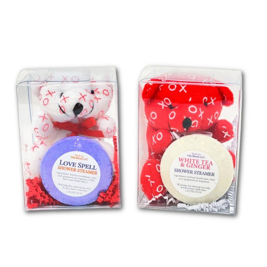 Valentines Shower Steamer and Bear Gift Set - Oily BlendsValentines Shower Steamer and Bear Gift Set