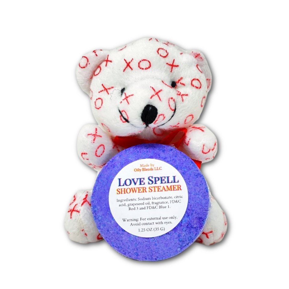 Valentines Shower Steamer and Bear Gift Set - Oily BlendsValentines Shower Steamer and Bear Gift Set