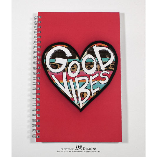 Spiral Lined Notebook | Good Vibes Heart 8.5x5.5