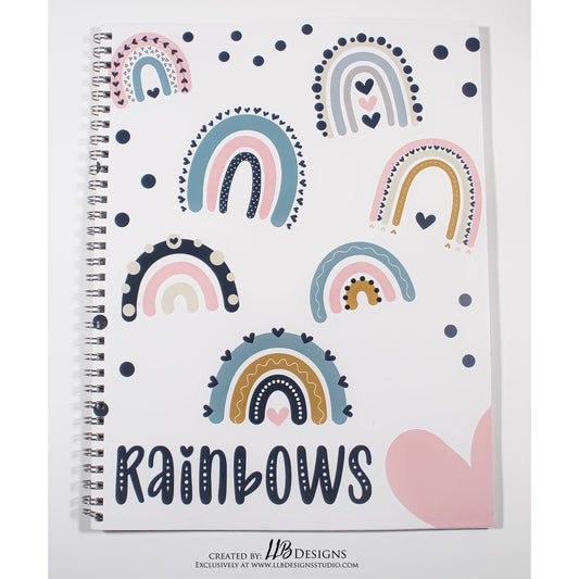 Spiral Lined Notebook | Rainbow Hearts 8.5x11