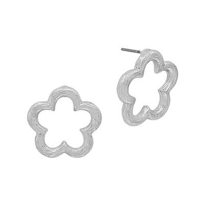 Open Flower Stud Earring in Silver