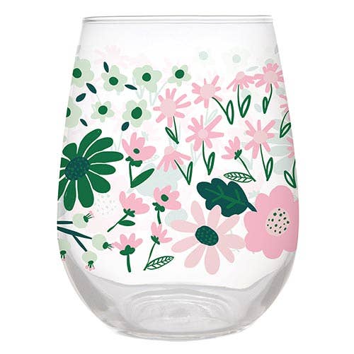 20oz Stemless Wine Glass - Floral Pattern