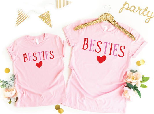 Mommy and Me Besties tee YOUTH PINK