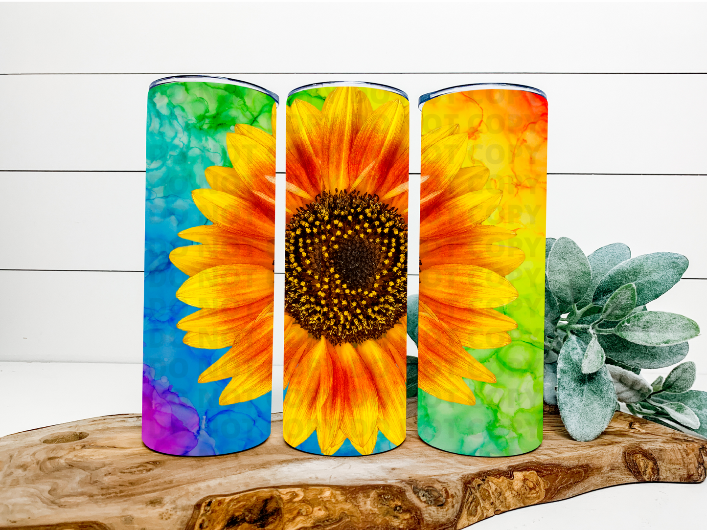 Sunflower Alcohol Ink Stainless Steel Tumbler