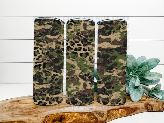 Camo & Leopard Background Stainless Steel Tumbler