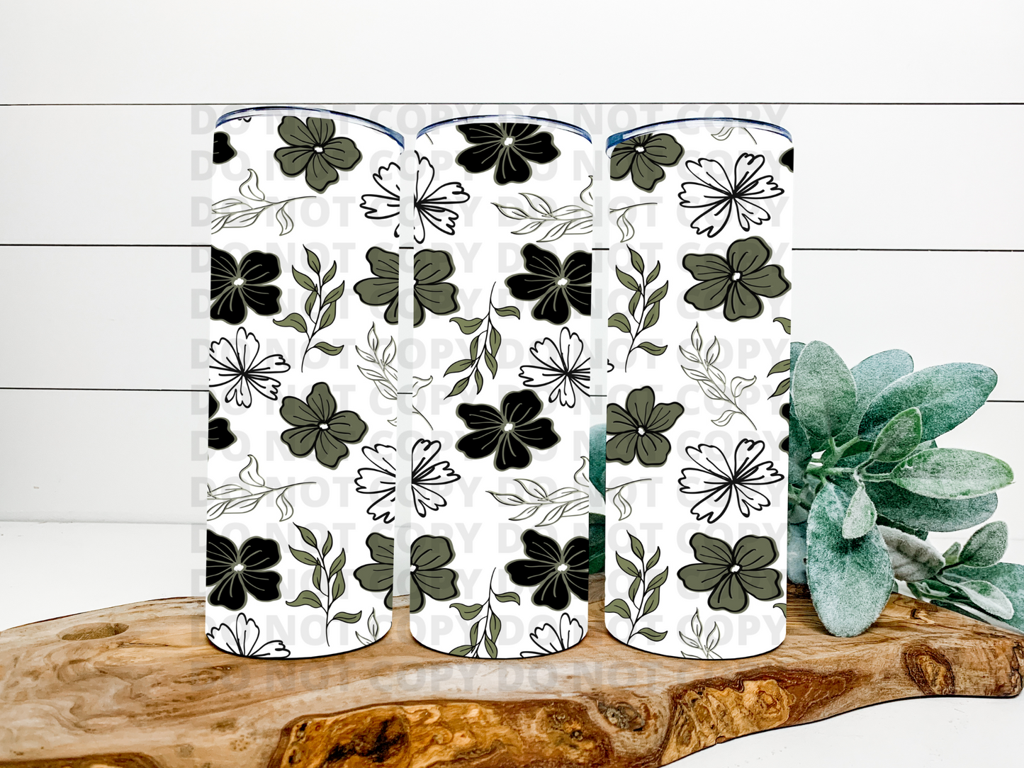 Green Floral Background Stainless Steel Tumbler