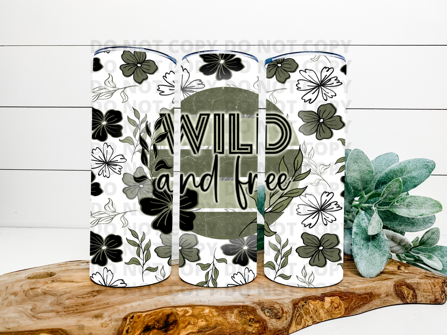 Wild & Free Green Floral Stainless Steel Tumbler