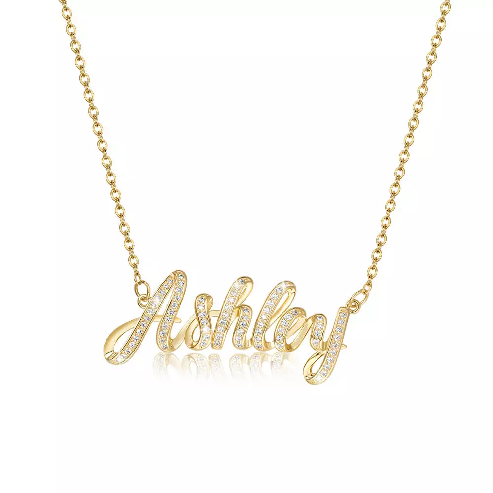 Custom Dimensional Name Necklace with Diamond*