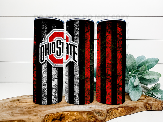 Ohio State Striped Grunge Stainless Steel Tumbler