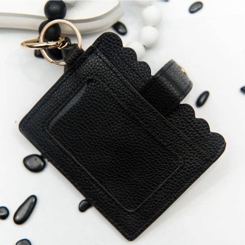 Black Beaded Tassel Cardholder Keychain