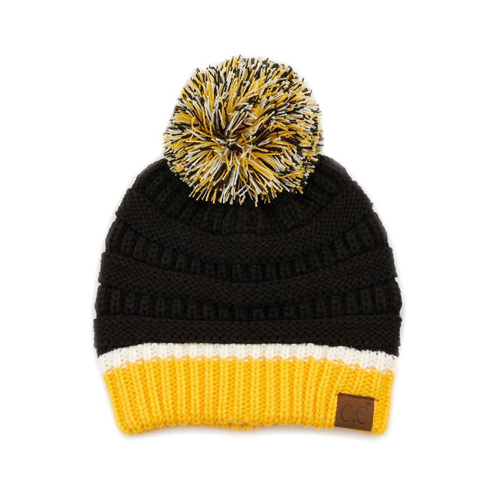C.C Teal Color Ribbed Beanie With Pom
