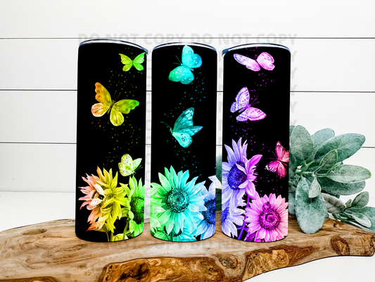 Butterfly & Sunflowers Stainless Steel Tumbler