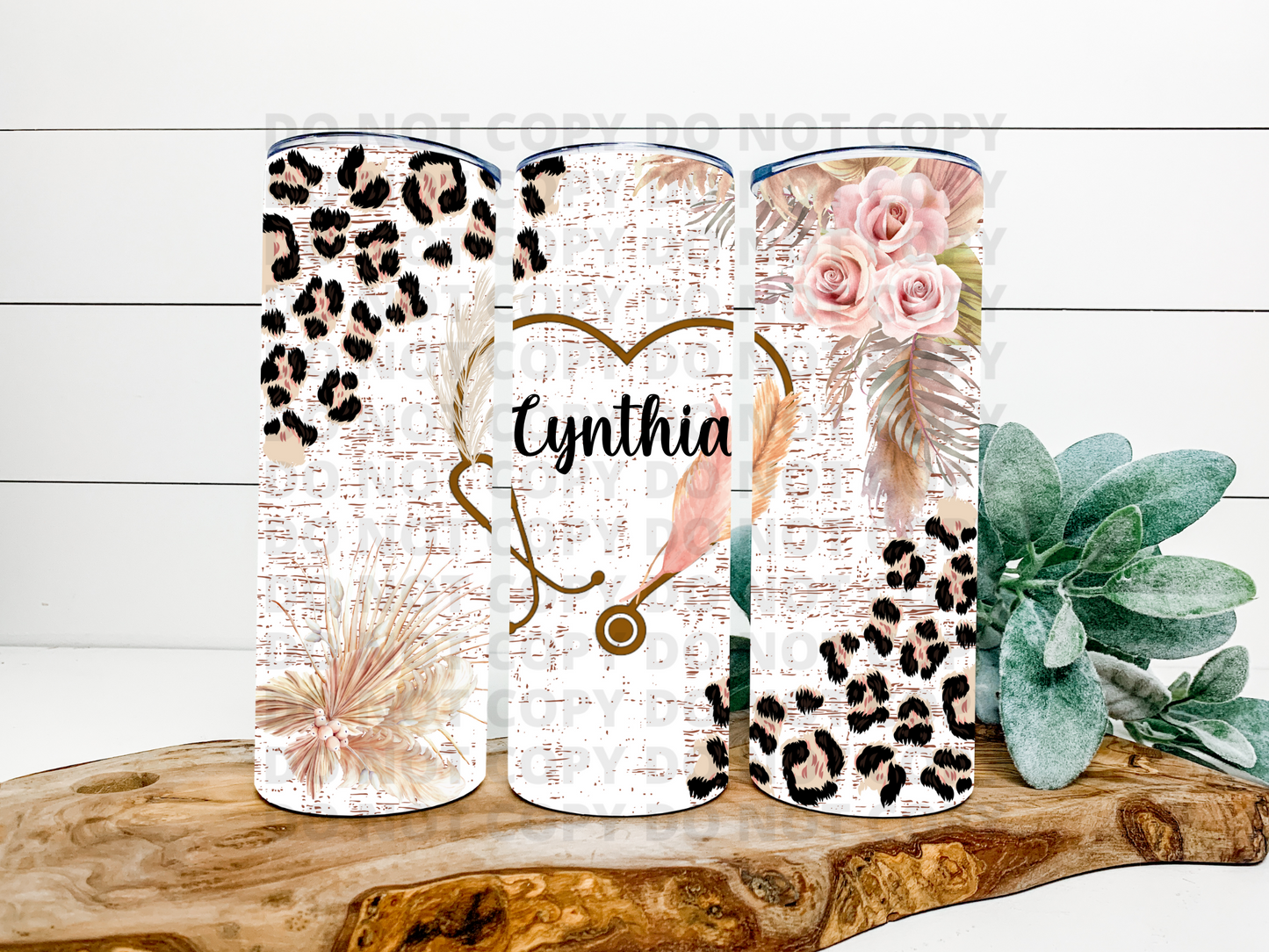 Nurse Personalized Leopard Stainless Steel Tumbler