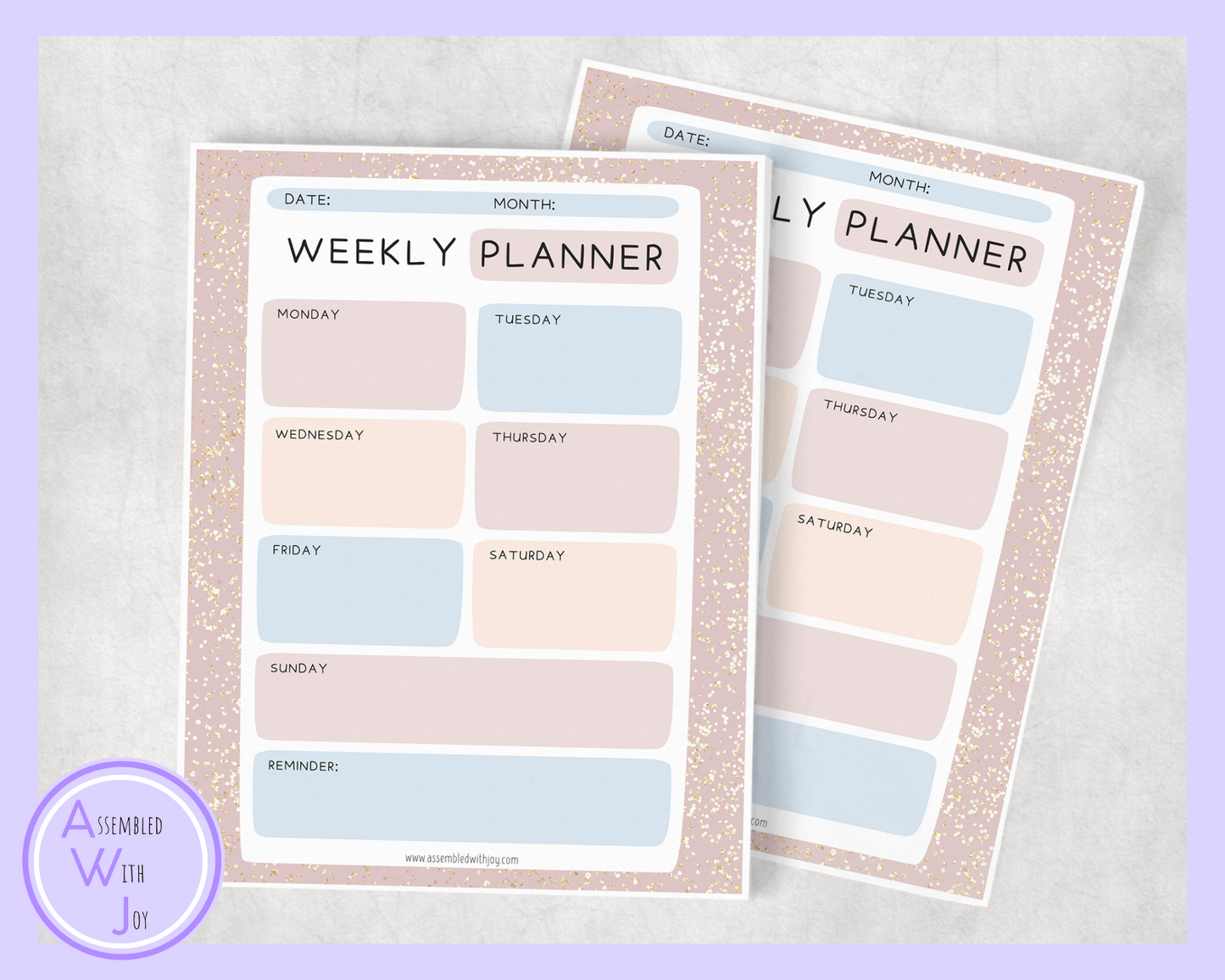 Pink Glitters Weekly Planner