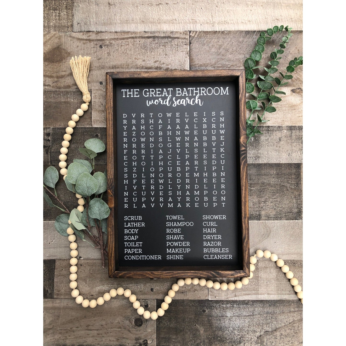 The Great Bathroom Word Search Wooden Framed Sign