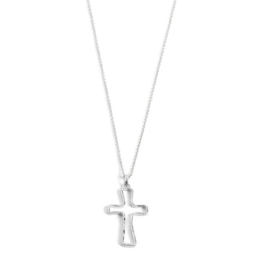 Silver Hollow Cross Necklace