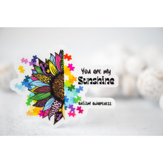 You Are My Sunshine, Autism Awarenes Vinyl Sticker, 3x3 in.