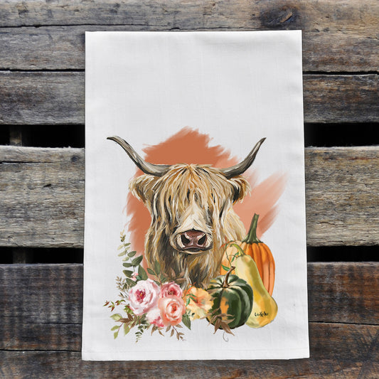 Highland Cow Tea Towel, Cow Dish Towel, Fall Kitchen Decor