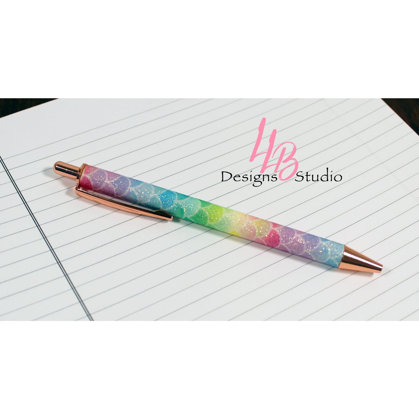 Stationary Pen | Rainbow Mermaind Glitter Clickable Pen