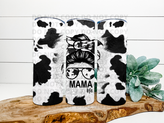 Mama Life Cow Print Stainless Steel Tumbler