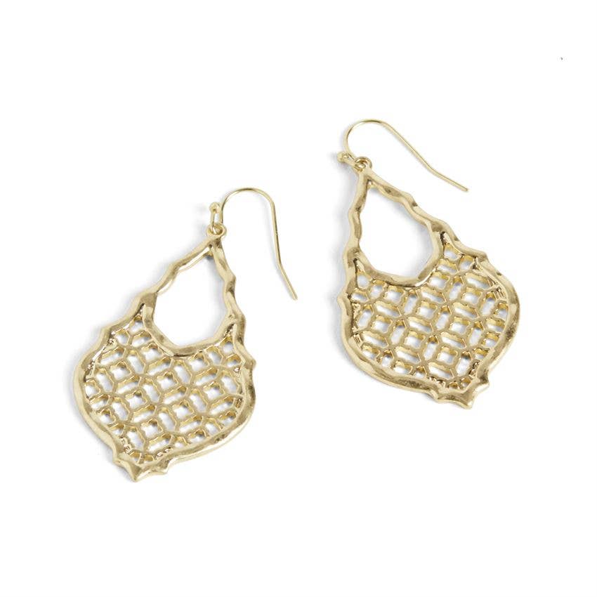 Gold Lattice Teardrop Earrings