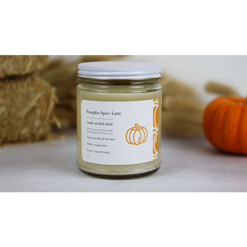 Pumpkin Spice Latte Homemade Candle w. Crackling Wick