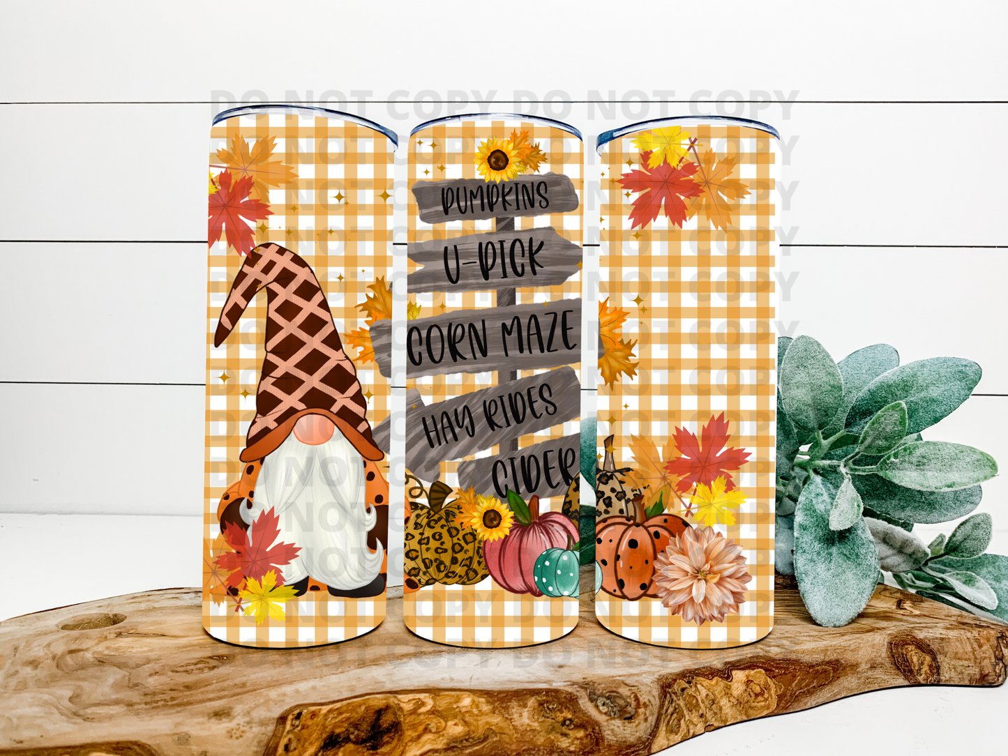 Gnome Fall Pumpkins Stainless Steel Tumbler