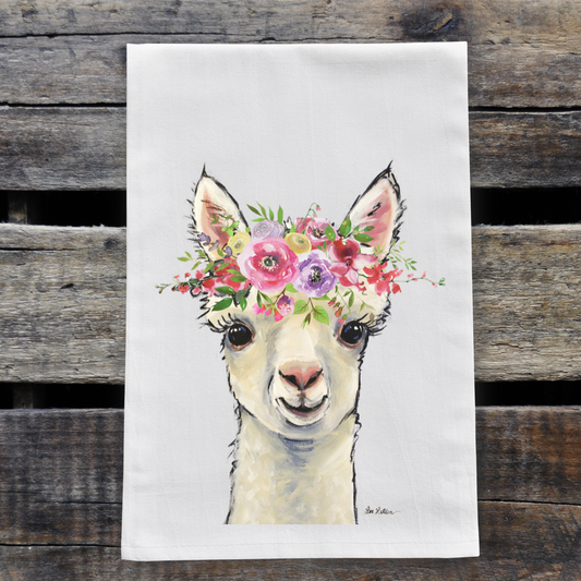 Spring Flower Alpaca Tea Towel, Farmhouse Towel Decor